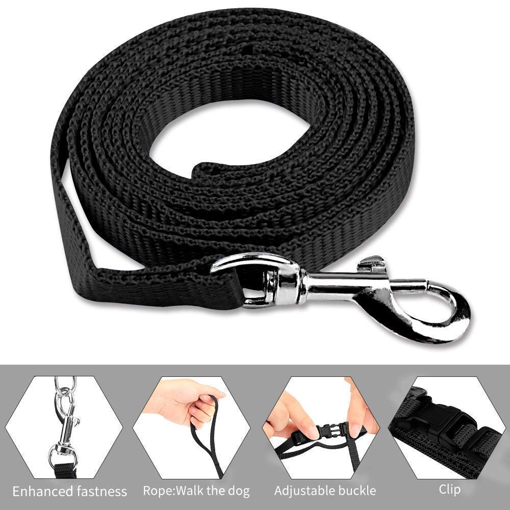 PSK Cat and Small Pet Nylon Strap Collar with Adjustable Walking Harness Leash (Black) 3