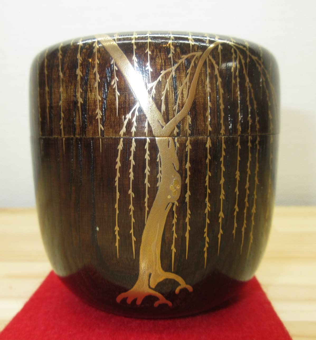 Amazon｜【逢絢亭】茶道具 棗 中棗 輪島塗 栗木地 芽柳蒔絵 木製 北浜  