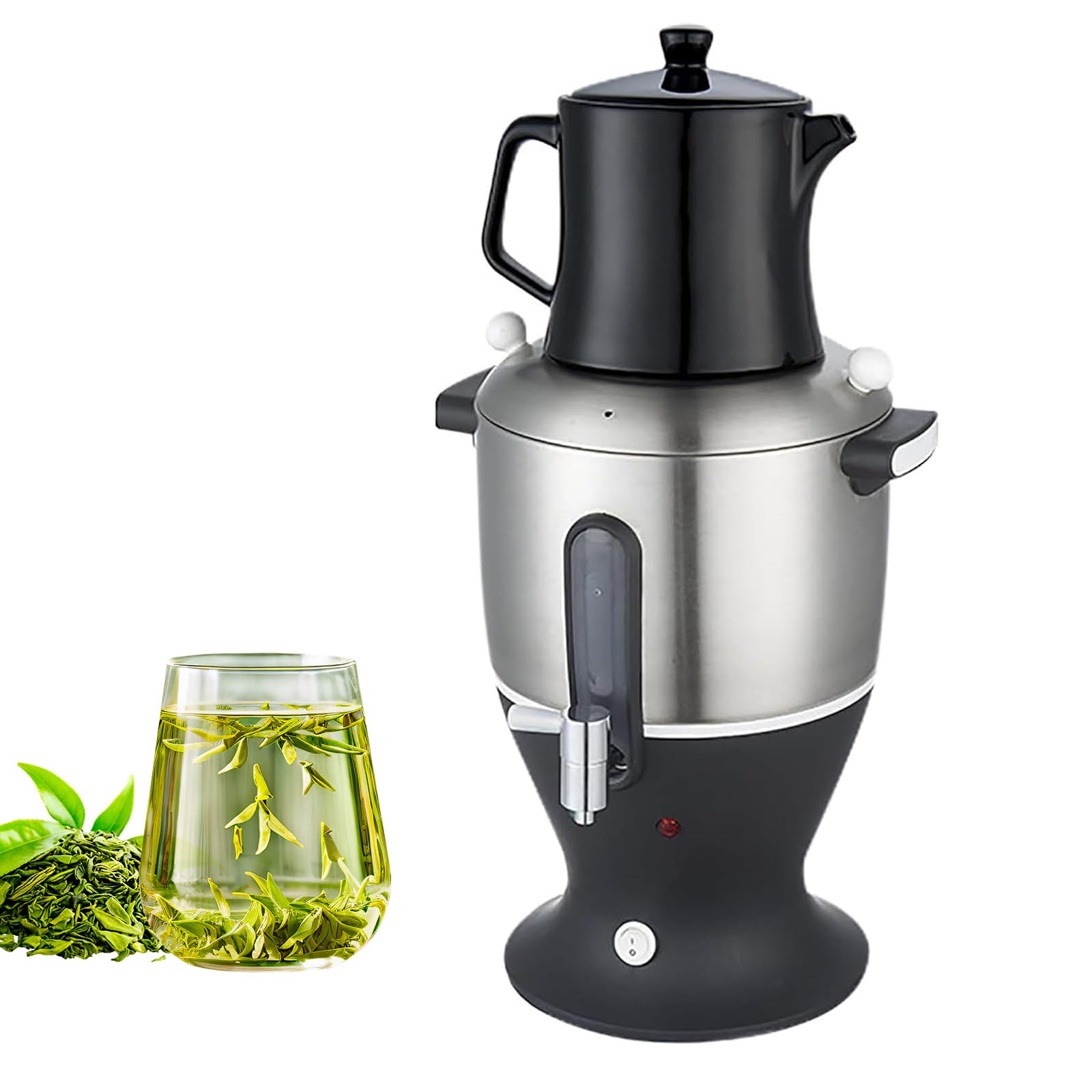 Samovar à thé électrique 1500 W, machine à thé turque 6 L, infuseur à double pot en acier inoxydable avec fonction de maintien au chaud, pour la maison et le bureau