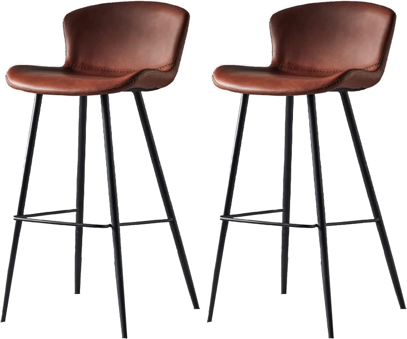 Juego de 2 taburetes Modernos de Altura de mostrador con Respaldo - Elegantes sillas de Comedor Rojas para Isla de Cocina, Pub y Bar doméstico - Asiento cómodo de 75 cm de Altura