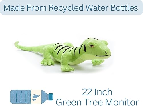 Miniatura 5 de The Petting Zoo Green Tree Monitor de peluche, regalos para niños, animales reptiles salvajes Onez, juguete de peluche de monitor de árbol verde, 22