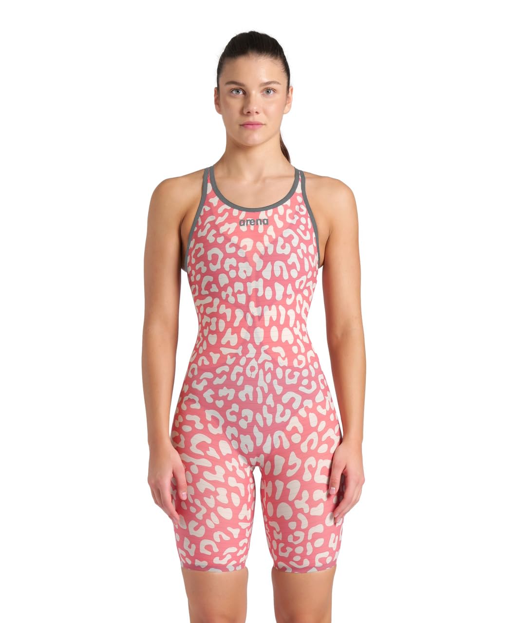 Arena womens Arena Fireflow Women's Closed-back Powerskin Carbon Air2 Kneeskin One Piece Swimsuit (pack of 1) 22 Leopard Skin Geranium