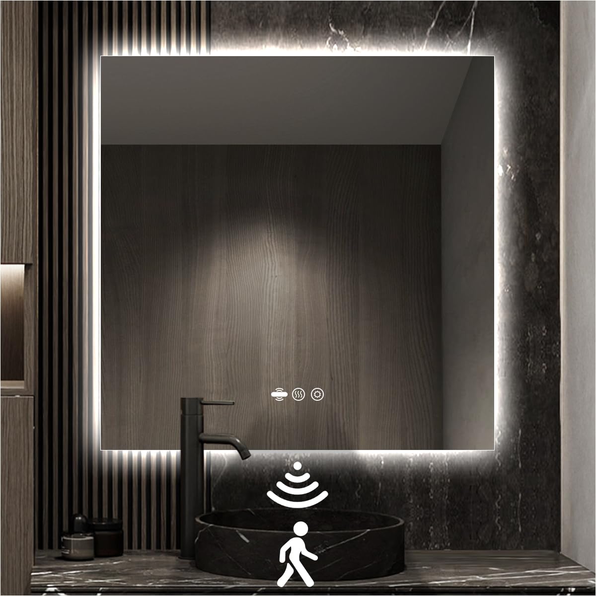 Specchio da bagno retroilluminato a LED con luci, con sensore di