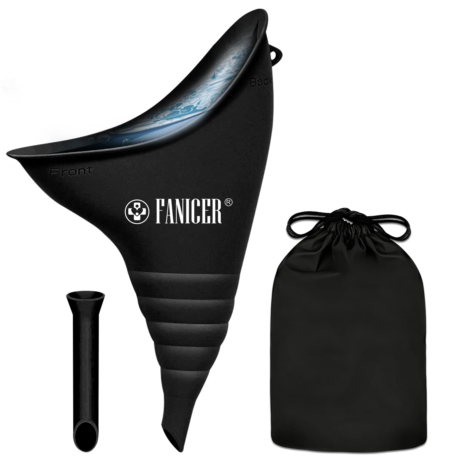 Portatif Urinoir Femme, Urinoir Réutilisable à Entonnoir en Silicone, avec Tube d'extension, Urinoirs pour Femme Pliable en Portable, pourCamping, Toilettes pour Camping, Randonnée, Vacances