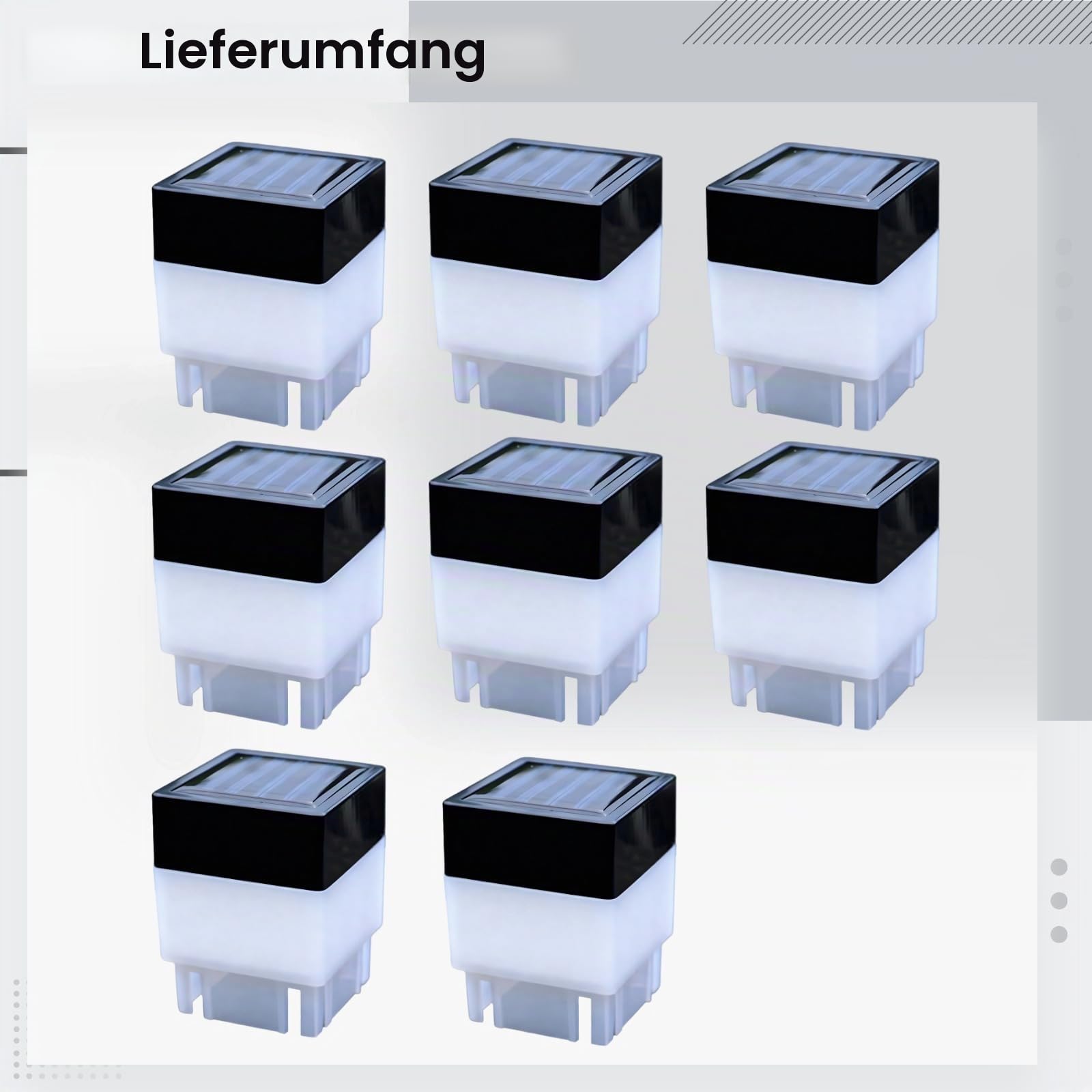 Solar-Pfostenkappen-Lichter, 50 x 50 mm, schwarz, quadratisch, LED-Zaunpfosten, 5 x 5,1 cm, für Garten, Hinterhof, Dekoration, 8 Stück