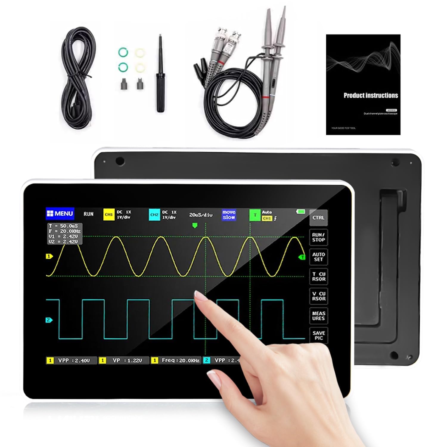 Oszilloskop Multimeter Digitales Handheld Oszilloskop 1013D 2 Kanal 100MHz Bandbreite,LCD Touch Screen,1GSa/s Abtastrate, 1GB Speicher Oscilloscope