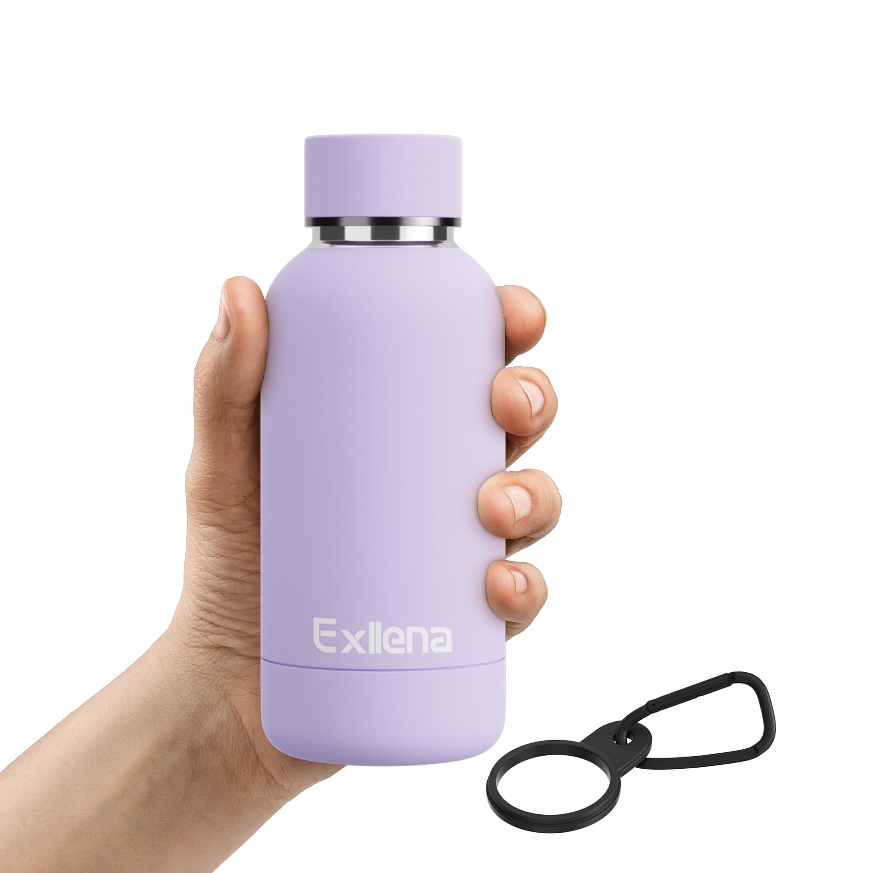 Exllena Water Bottle 350ml with Clip, Double Wall Vacuum Insulated Keeps Drinks Cold 24 Hrs/Hot 12 Hrs, BPA Free (Purple) โ image 1