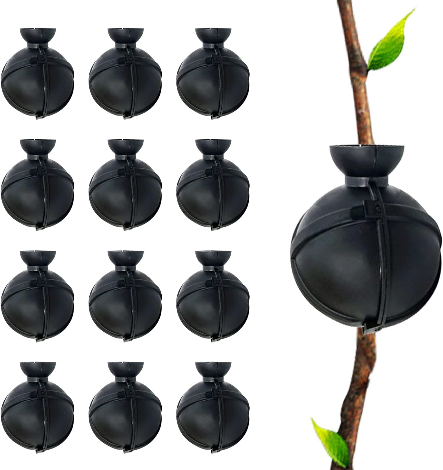 JINGHANGERPack of 12 Black Plastic Rectangular Root Growing Boxes for Garden, Self-Buckle Design, Rapid Root Growth, Outdoor Use, 10 x 8 cm
