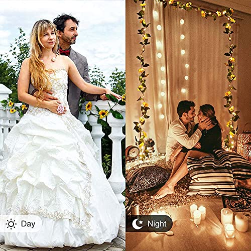 Koishu Solar Energy Sunflower Decor String Lights, Sunflower Garland With Lights(20Led), 2 Meters Sunflower Vines With Lights For Bedroom/Home/Room/Bathroom/Wedding/Party Decoration #TOP3