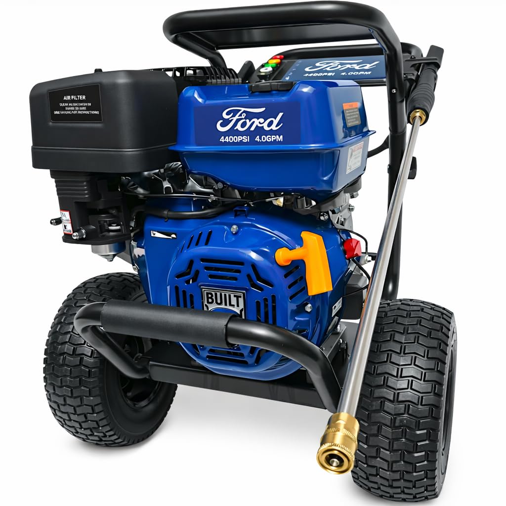 Ford Nettoyeur haute pression à essence 303 bar 13 CV 420 cc 15,1 l/min – Nettoyeur industriel professionnel avec pompe Triplex Annovi Reverberi, tuyau de 15 m et 5 buses