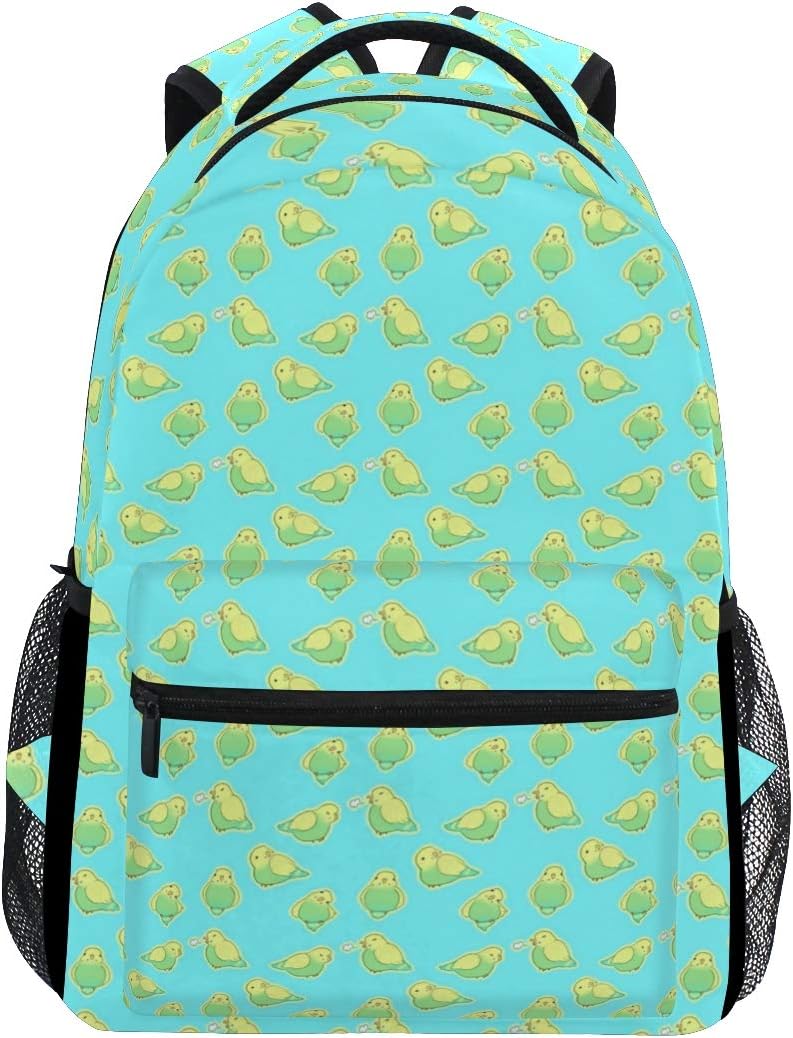 Stylish Parakeet Budgie Bird Backpack- Lightweight School College Travel Bags, ChunBB 16" x 11.5" x 8"