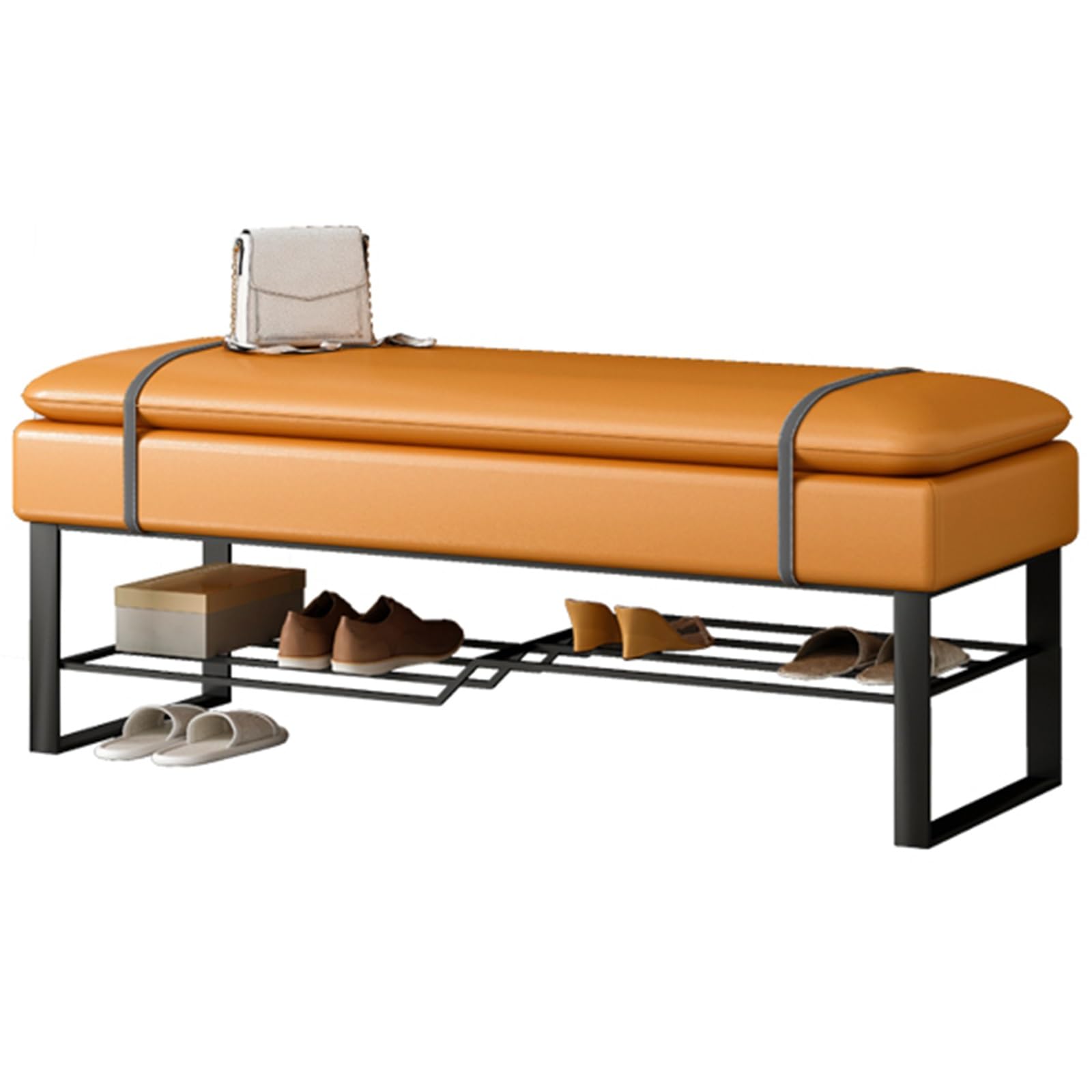 MSHGSKU Multi Functional Storage Bench with Shoe Upholstered Carbon Steel Frame Stylish Entryway & Bedroom Furniture (ge 31.49in 80cm)