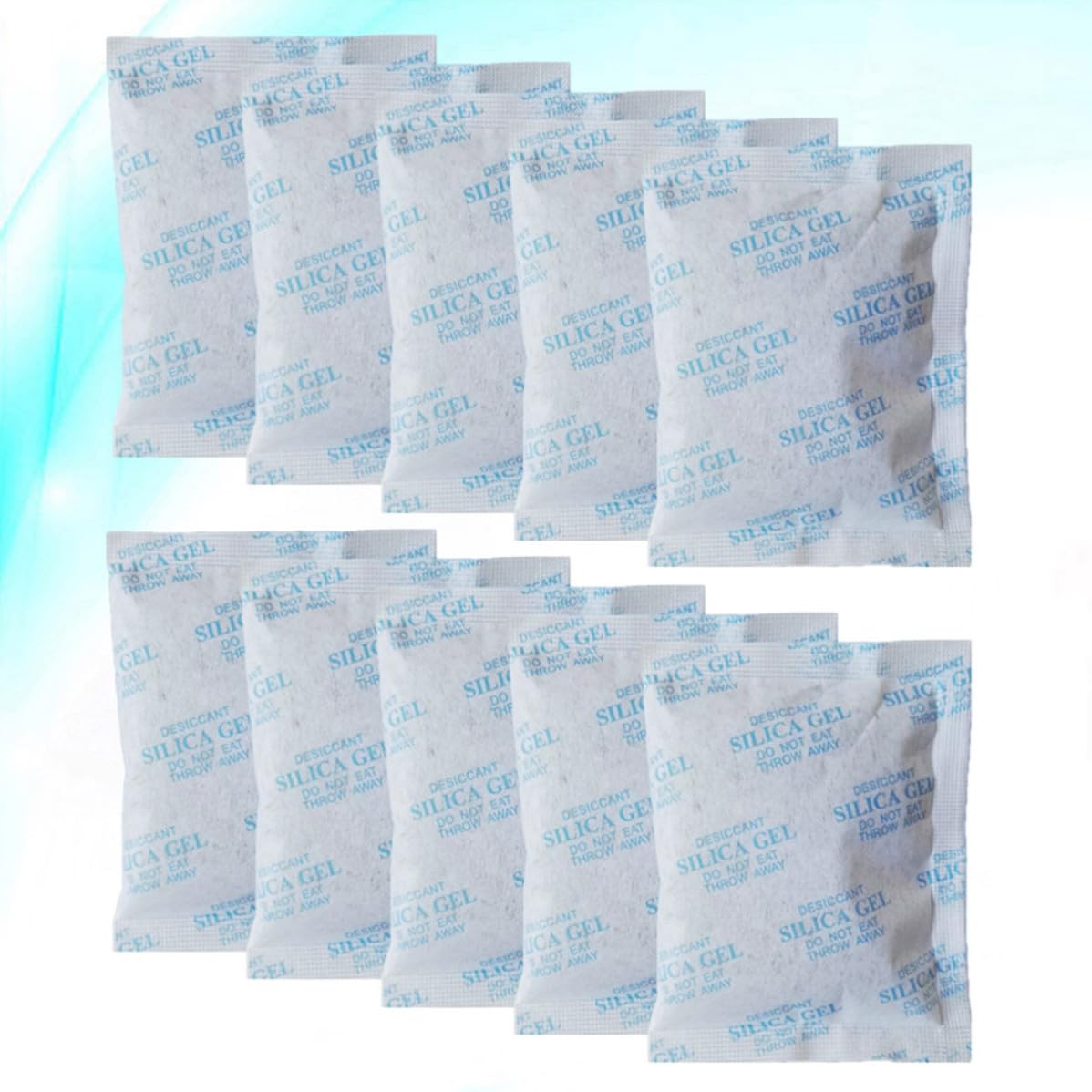 100 Bustine Essiccante in Gel di Silice 10g Tessuto Non Tessuto, Assorbi Umidità e Previeni la Corrosione per Armadi e Abbigliamento