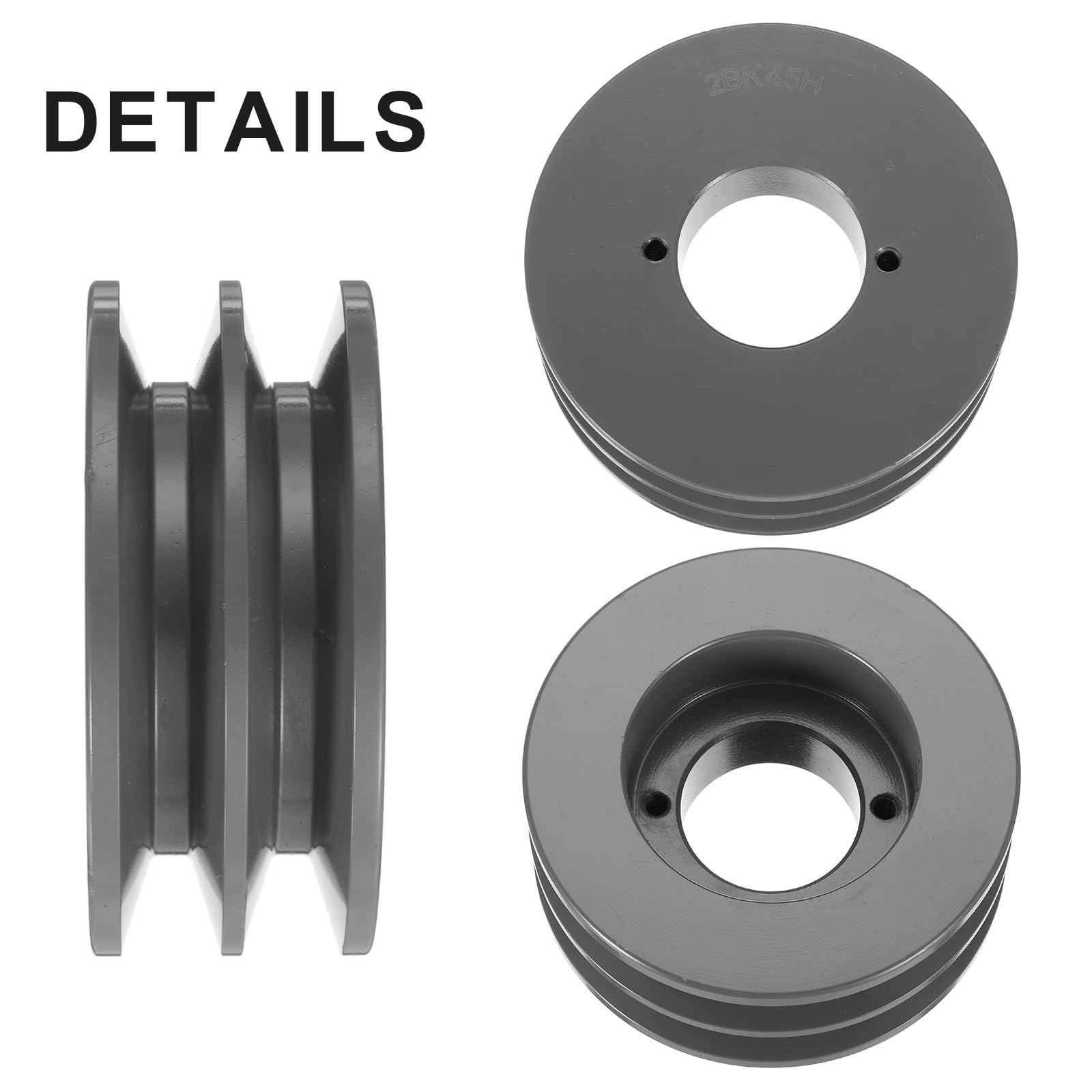QUARKZMAN 2BK45H Puleggia A V Con 1-5/8" Foro 1.7" Diametro Esterno Doppia Gola Puleggia Forata Su Misura Ghisa Sezione Cinghia Per Cinghia 3L O B