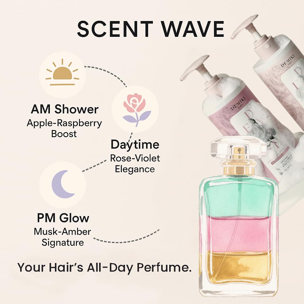 DEMIKI Japanese Shampoo and Conditioner Set for Women,Sulfate Free Shampoo for Oily Hair,Paraben Free, Sulfate Free, Rose Scent,Clarifying Shampoo Moisturizing and Volumizing Natural Hair Care,32oz - Image 9