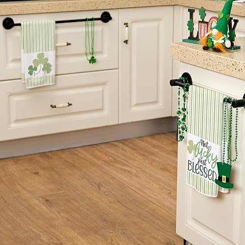 Miniatura 5 de ARKENY Juego de 2 toallas de cocina del día de San Patricio, diseño de trébol verde bendecido del día de San Patricio, paños de cocina de secado de