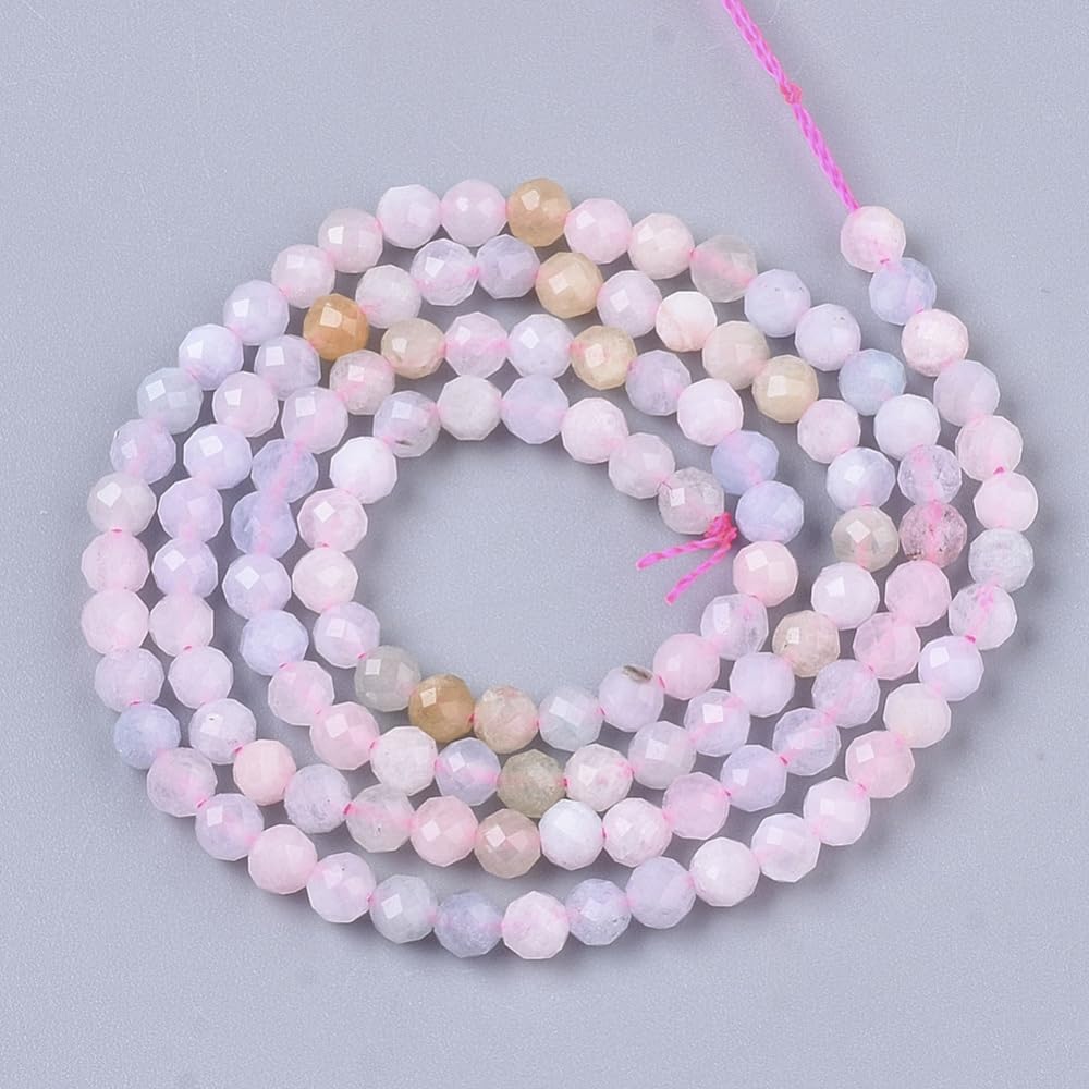 Airssory 130 Pcs 3mm Natural Morganite Beads Strands Faceted Round Small Loose Crystal Gemstone Bead Spacer for DIY Bracelets Necklace Earrings - Image 2
