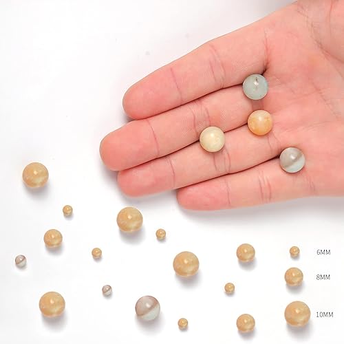 Miniatura 3 de 60 cuentas de piedras preciosas de amazonita natural de 0.236 pulgadas (0.236 in) redondas sueltas para la fabricación de joyas, pulseras y collares