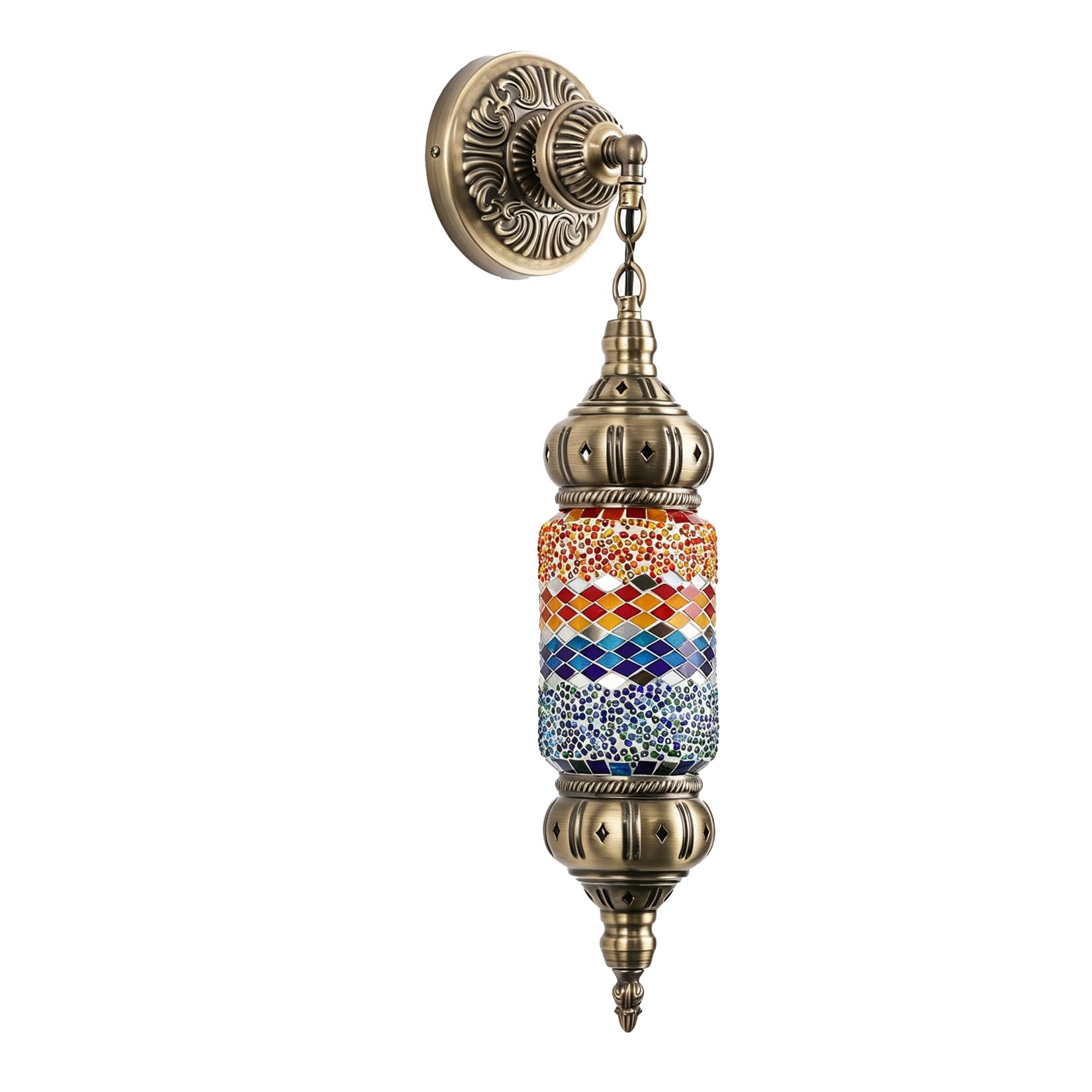 Yjmgrowing Yellow Turkish Mosaic Wall Sconce, Moroccan Ethnic Pattern Wall Lamp