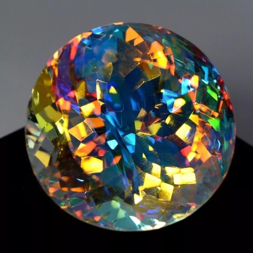 100 Ct Round Cut Faceted Large Mystic Topaz Loose Gemstone Jewellery for Women
