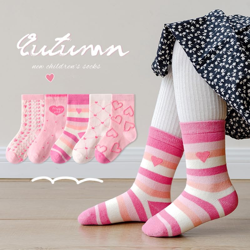 Toptim Kids Girls' Crew Socks Cute Casual Dress Cotton Socks 3-12 Years2