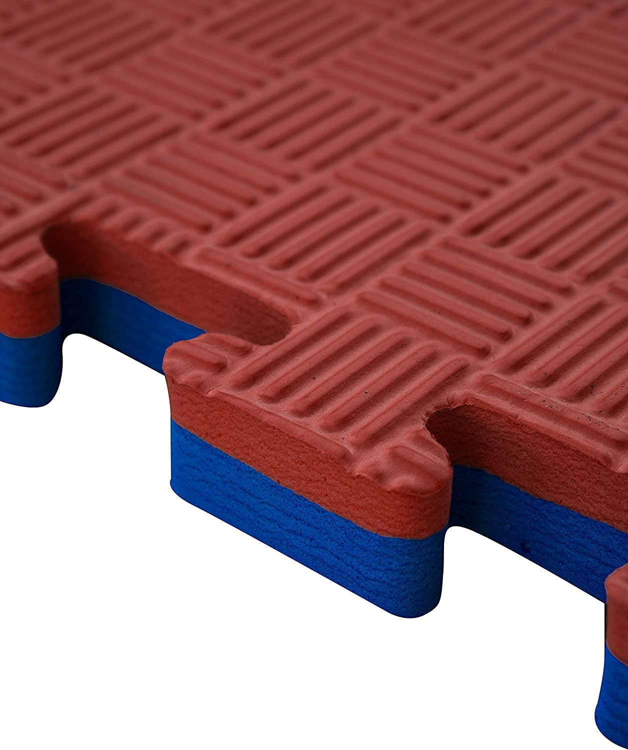 Tatami Puzzle 100x100x4 cm Set 5 Pezzi Rosso/Blu | Pavimento Palestra Antitrauma per MMA, Judo e Arti Marziali