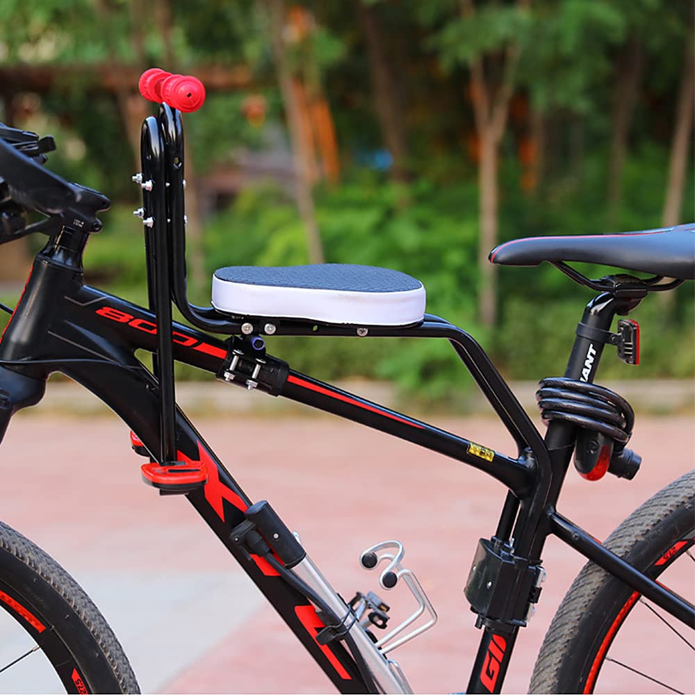 Fotelik dziecięcy montowany z przodu do roweru górskiego - Przedni fotelik rowerowy dla dzieci ze składanymi pedałami i poręczą zabezpieczającą - Komfortowy nosidełko dla dziecka
