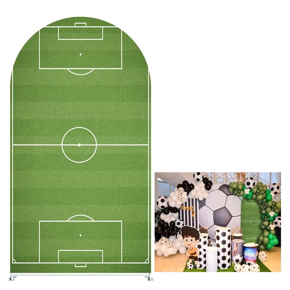 Iydamc Sport Soccer Field Arched Stretchy Fabric Cover - Football Theme Arch Stand Backdrop for Birthday Party Baby Shower Decorations Supplies (Only