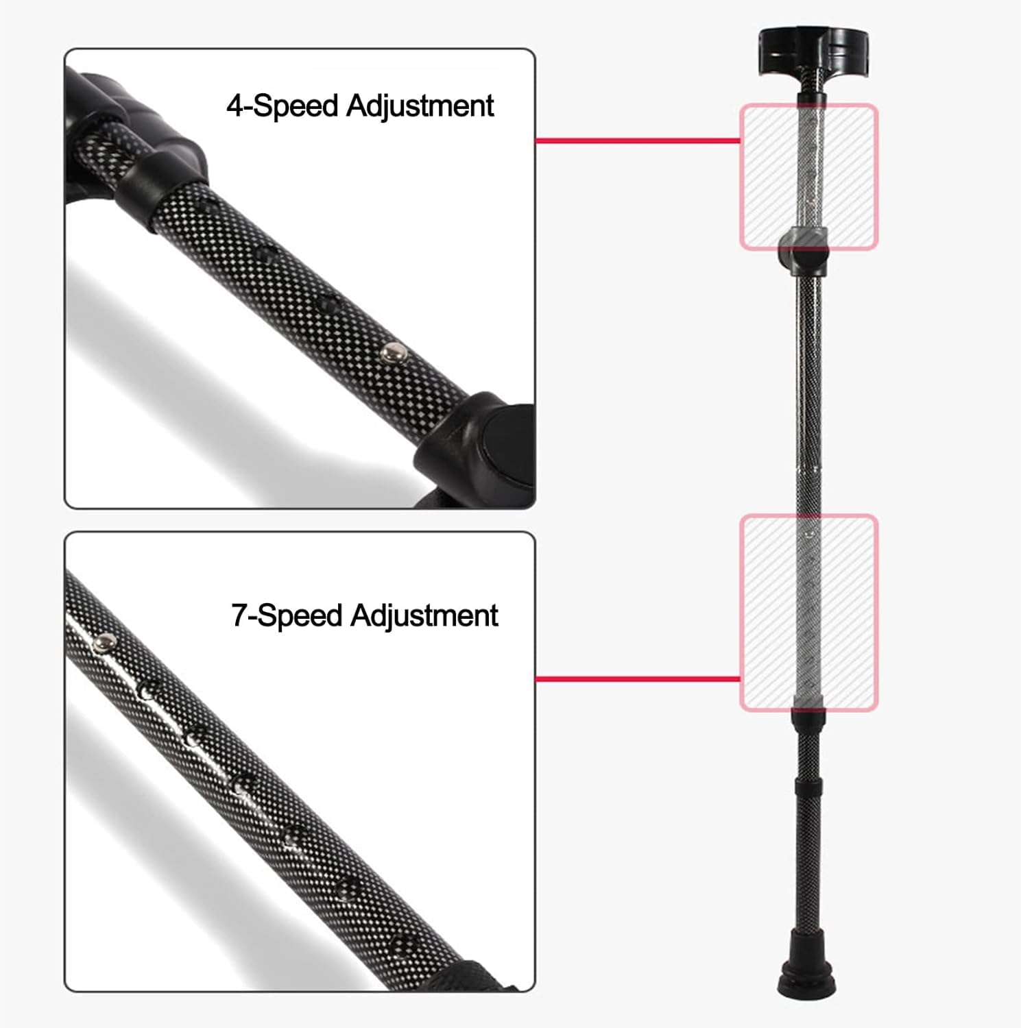 Muletas Plegables de Fibra de Carbono, muletas de antebrazo Ajustables, muletas de Aluminio Ligeras, para Adultos y Adolescentes, 1 Unidad