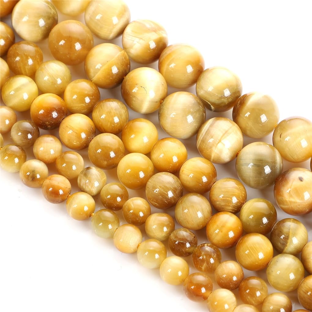 Perles rondes en agate oeil de tigre d'or pour fabriquer vos propres bracelets