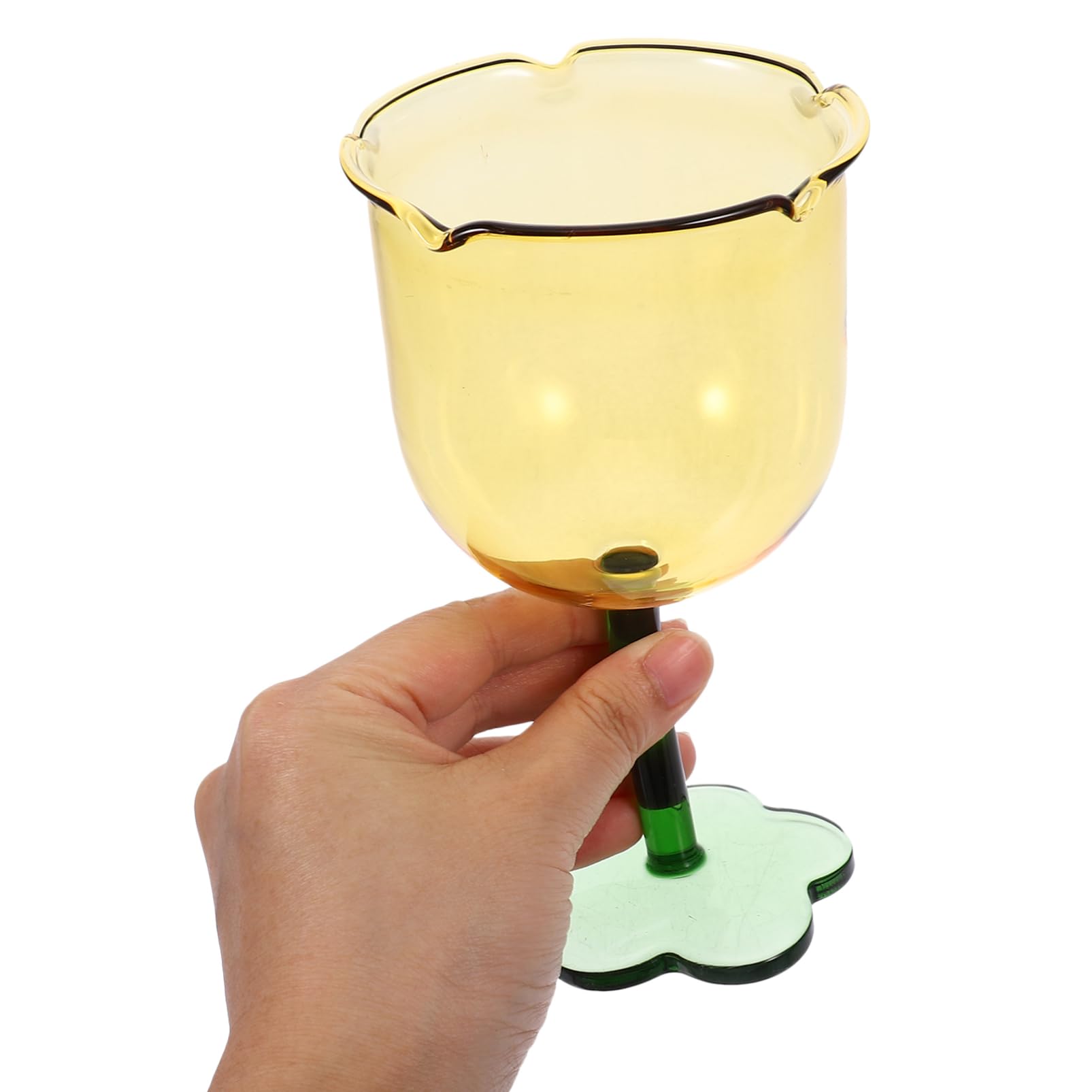 Bicchiere da Vino da 250ml Creativo a Forma di Fiore in Vetro Giallo Multipurpose per Ristoranti e Hotel