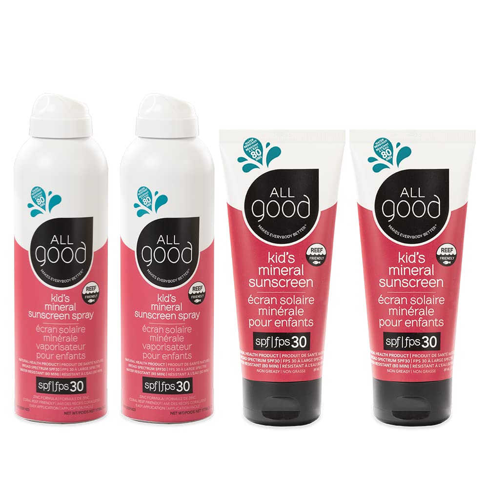 All Good Baby Kids Mineral Face Body Sunscreen - UVA UVB Broad Spectrum Coral Reef Friendly Water Resistant
