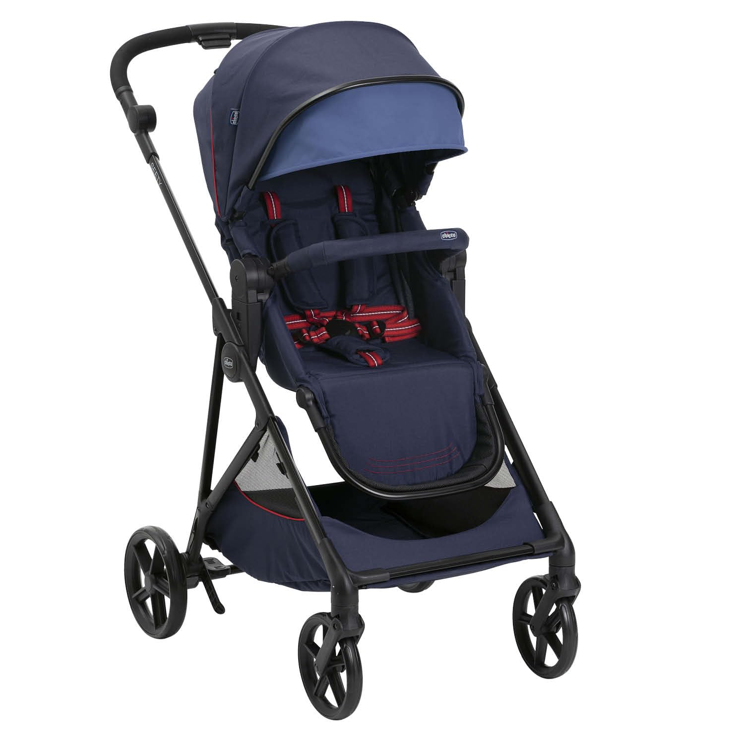 Chicco Passeggino Seety, Passeggino Leggero e Compatto Da 0 Mesi a 4 Anni, Portata Max 22kg, Passeggino Pieghevole, Schienale Reclinable, Chiusura Automatica in 1 Gesto, Capotte Parasole e Parapioggia