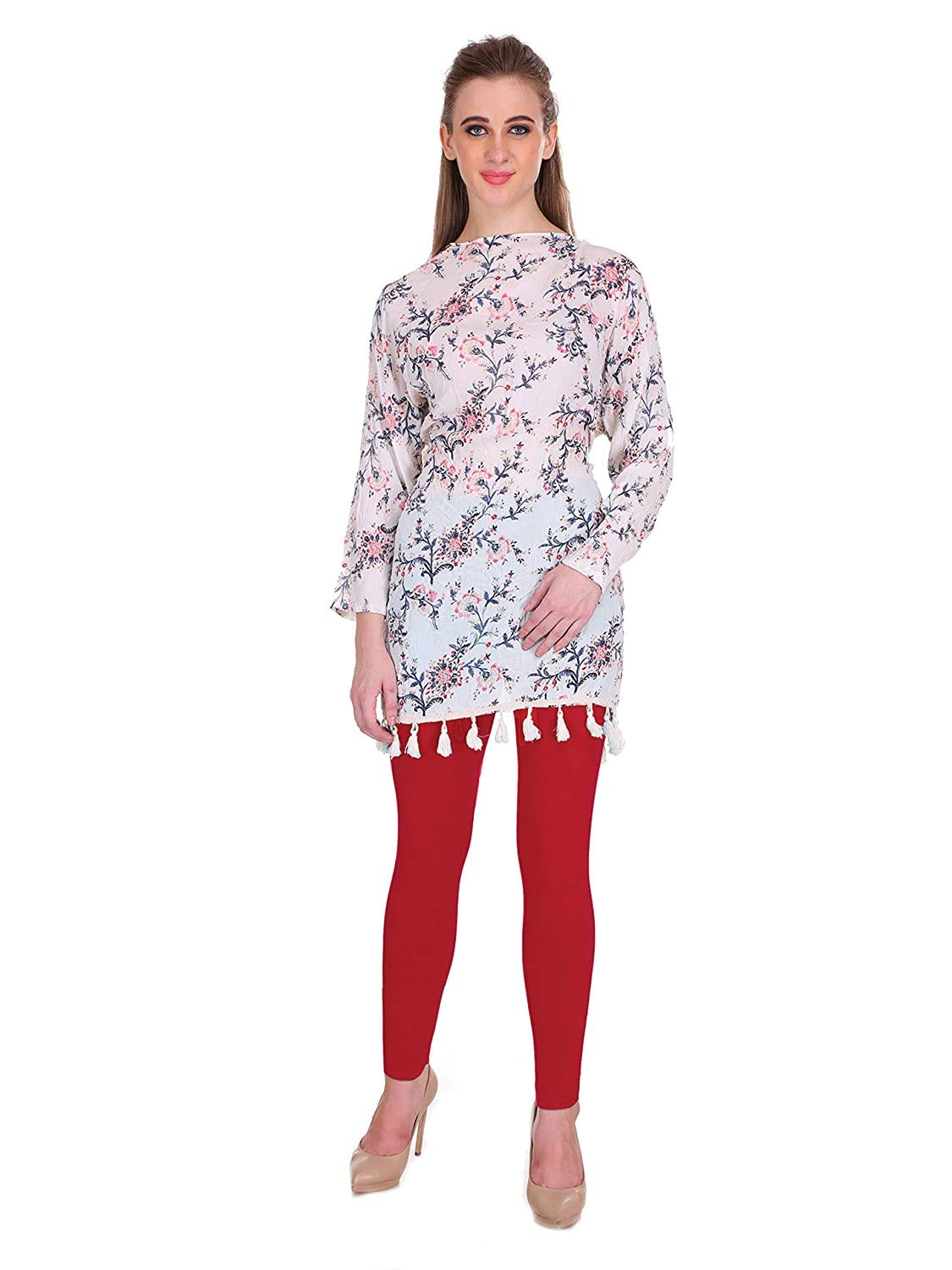 Shasmi Women's Stretch Leggings Ankle Red 1_Dark Chilly M