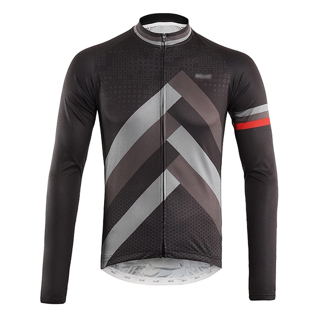 Męska odzież kolarska Kurtka jazda na rowerze męska z długim rękawem Oddychająca Szybkie Suche Outdoor Sports Wear Nadaje się na wiosnę lub jesieni Męskie koszulki kolarskie(E,2XL)