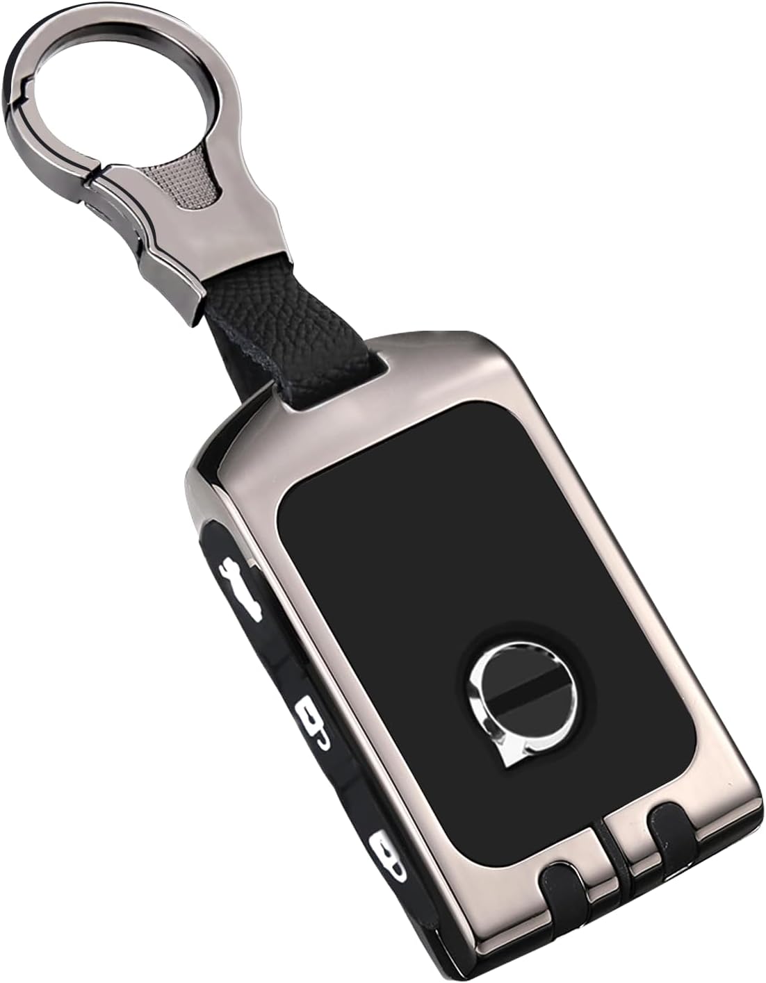 Compatible with Volvo Key Fob Cover Key Fob Case for 2017-2025 2026 XC90 XC60 XC40 S90 V90 S60 V60,Metal Shell & Soft Silicone Protection 4 Buttons (Gray)