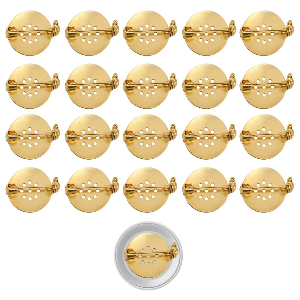 20Pcs Brooch Pins, Decorative Corsage Clasps, 17mm Round Tray Pins with Secure Locking Back for Jewellery Making DIY Crafts