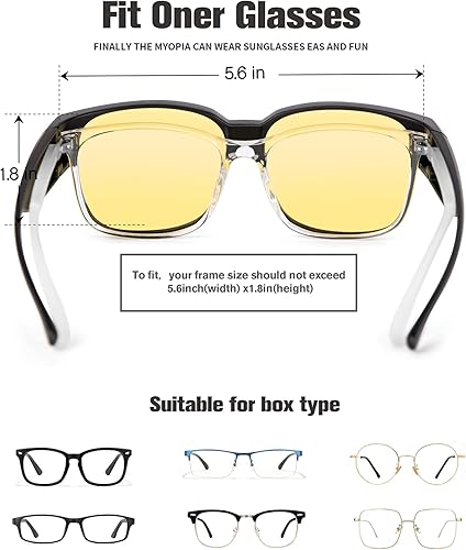 Miniatura 5 de BIRCEN Ajuste polarizado sobre gafas de sol uso sobre gafas de sol envolventes para hombres y mujeres, protección UV