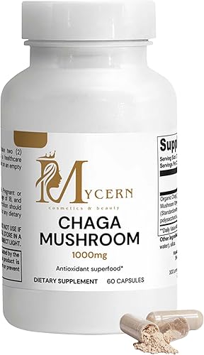 Miniatura 2 de Cápsulas de hongos Chaga, 60 cápsulas veganas, polvo de micelio orgánico estandarizado al 40% de polisacáridos, suplemento de apoyo inmunológico y