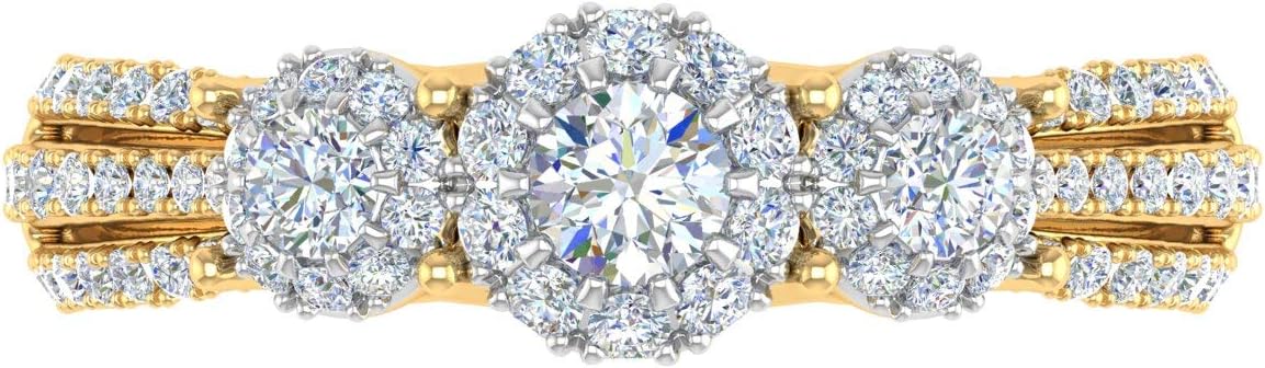 3/4 Carat 3-Stone Diamond Engagement Ring in 14K Solid Gold - IGI Certified