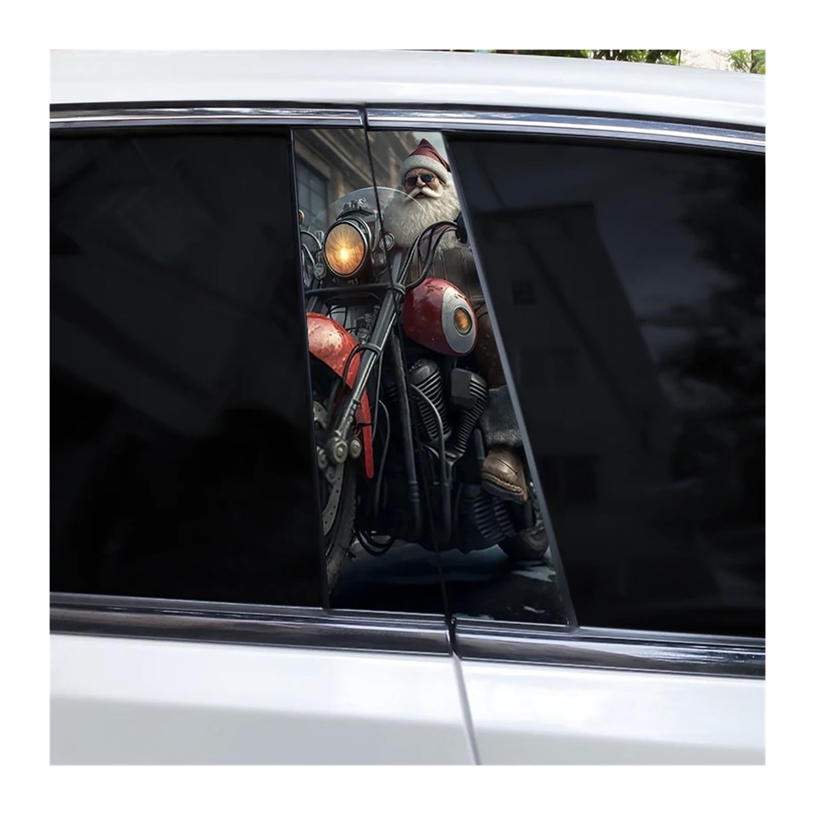 Car Side Decals 2pcs Christmas Kind Interesting Santa Claus Car B-Pillar Sticker Sunscreen Cover Scratches Center Column Decal(Style P)