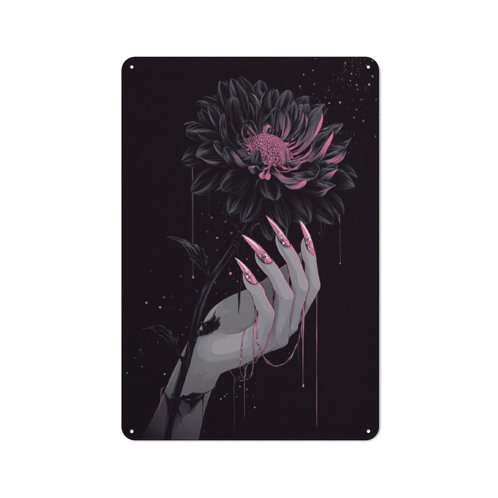 Junmoney Gothic Black Dahlia With Long Nails Nostalgic Decorative Tin Plaque 30X20cm, Classic Pub Decor For Diner, Restaurant, Shed Or Kitchen