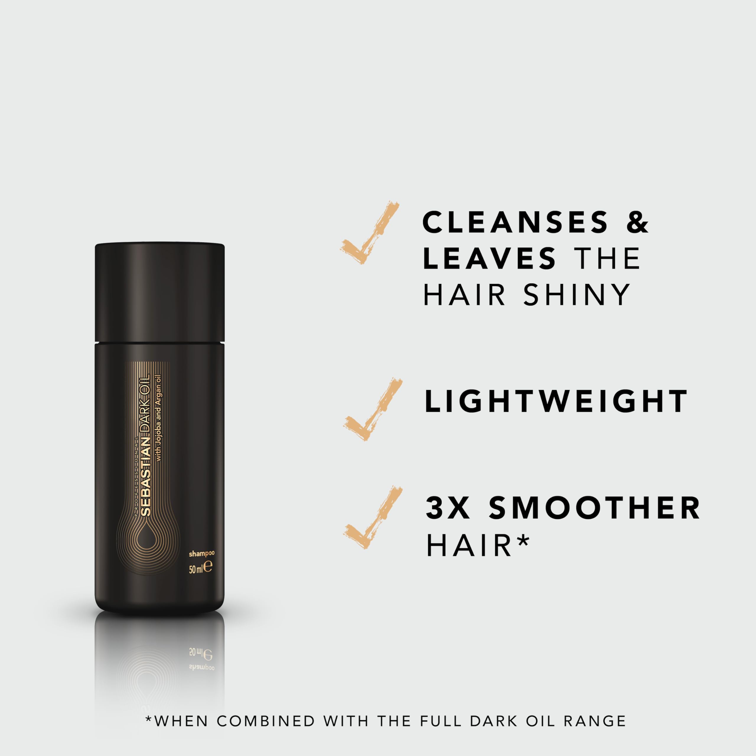 Sebastian Professional Dark Oil Lightweight Shampoo | Infused with Jojoba & Argan Oil for Silky, Smooth Hair