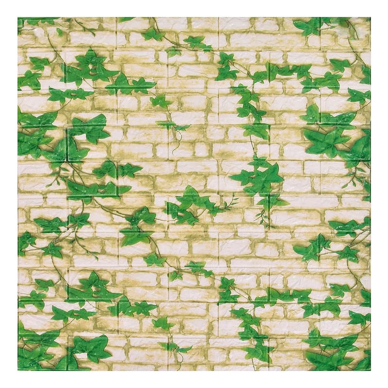 StylishWalls Brick Wallpaper for Walls 3D (8 Pcs) Foam Wall Paper Sticker I Self Adhesive Panel I Peel & Stick 3D Wall Tiles (Fresh Green Vines, Multi, 8 Pieces of 70 X 77 cm Each) (B095W5B446) Amazon Price History, Amazon Price Tracker