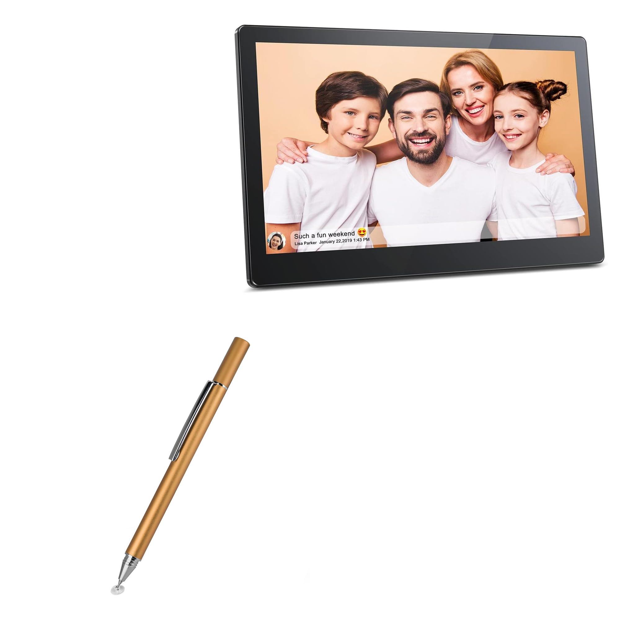 BoxWave Stylus Pen Compatible with Frameo Digital Photo Frame (15.6 in) - FineTouch Capacitive Stylus, Super Precise Stylus Pen - Champagne Gold