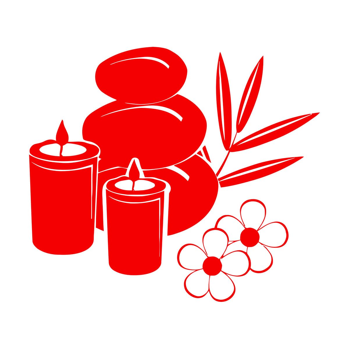 Vinyl Wall Stickers Spa Candle Basalt Stones Beauty Salon Relax 36x43.2cm Multi Color Selection Small red