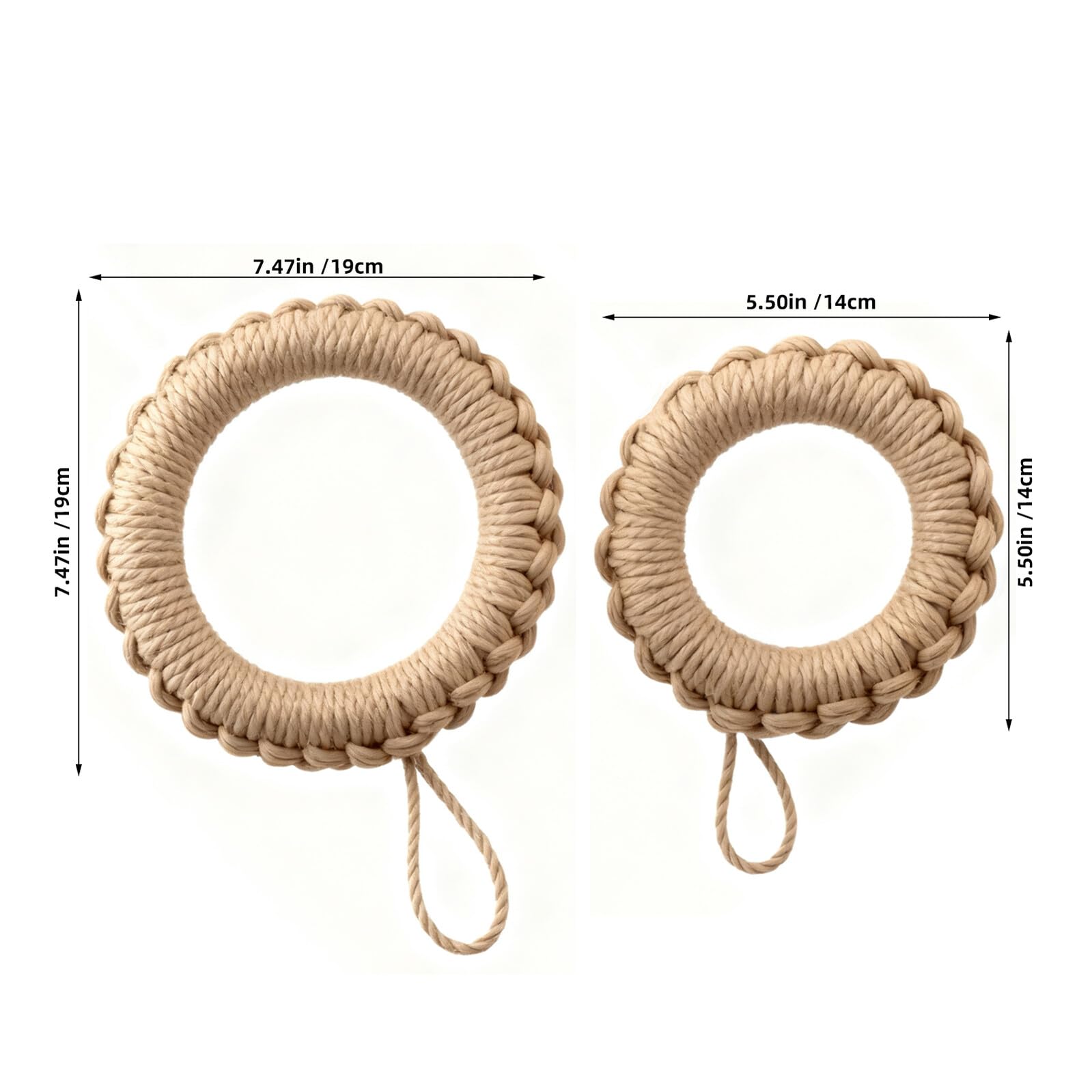 Salvamanteles de Cocina Redondos Tejidos de Yute 2 Piezas 19 CM y 14 CM Resistentes al Calor para Ollas y Sartenes Posavasos para Café y Decoración Rústica de Mesa de Comedor