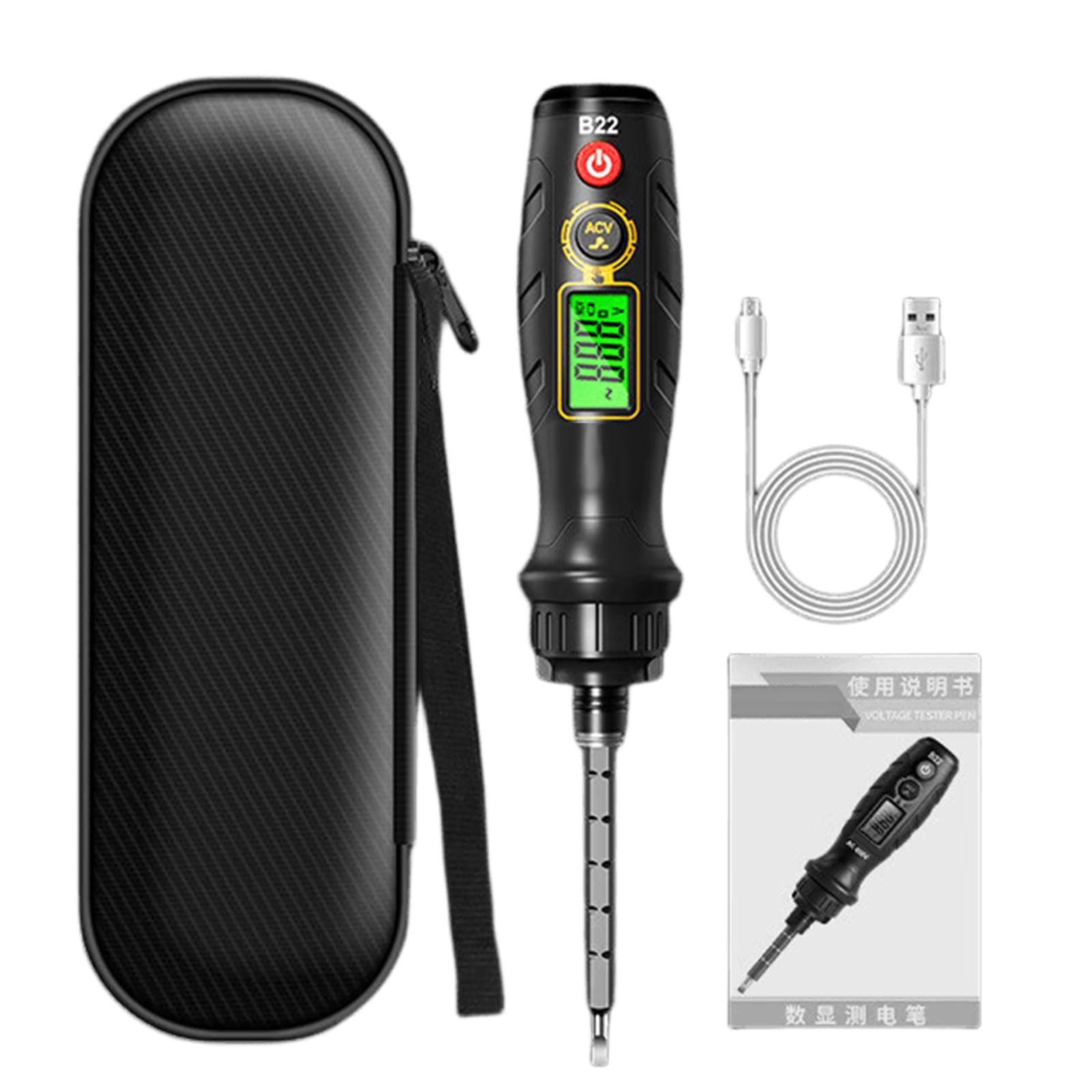 Carotoe Black Intelligent Voltage Detector Ratchet Screwdriver Induction Pen Digital Display Noncontact Voltage Tester Safe Features Potential Tester Screwdriver