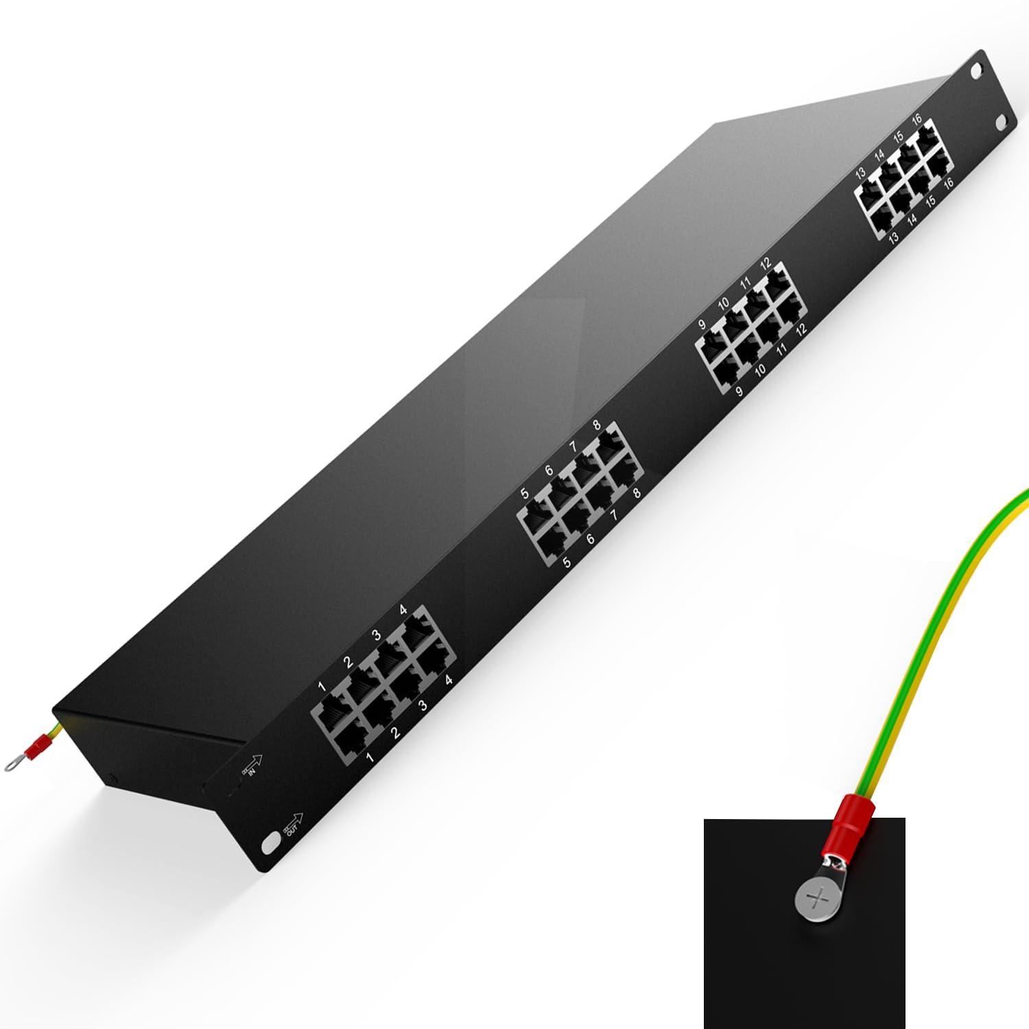 16Port-16In-Out Gigabit PoE++ 154W/3.2A -Mounting Flange Ethernet Surge Protector Gas Discharge Tube Metal Shielded RJ45 Lightning Suppressor LAN Network CAT5/CAT6 Thunder Arrestor 1000 Mbps-image-35