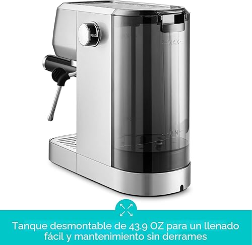 Miniatura 6 de CASABREWS 3700 Essential - Máquina de café espresso de 20 bares, cafetera de capuchino y café con leche de acero inoxidable con espumador de vapor
